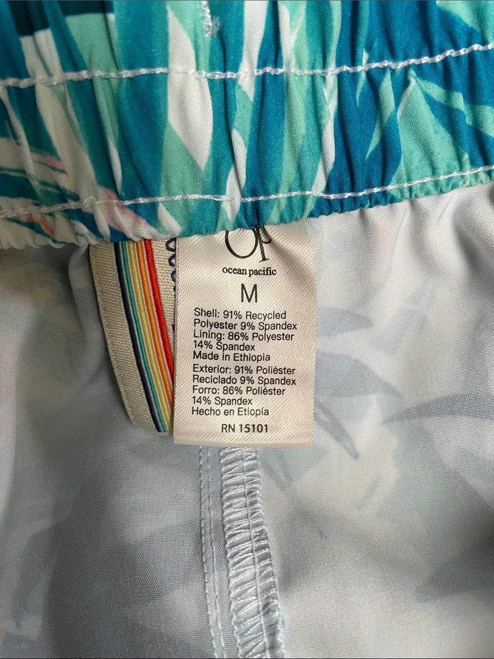 Ocean Pacific OP Tropical Swim Shorts Medium Zip Pocket Beach Cover Up UPF